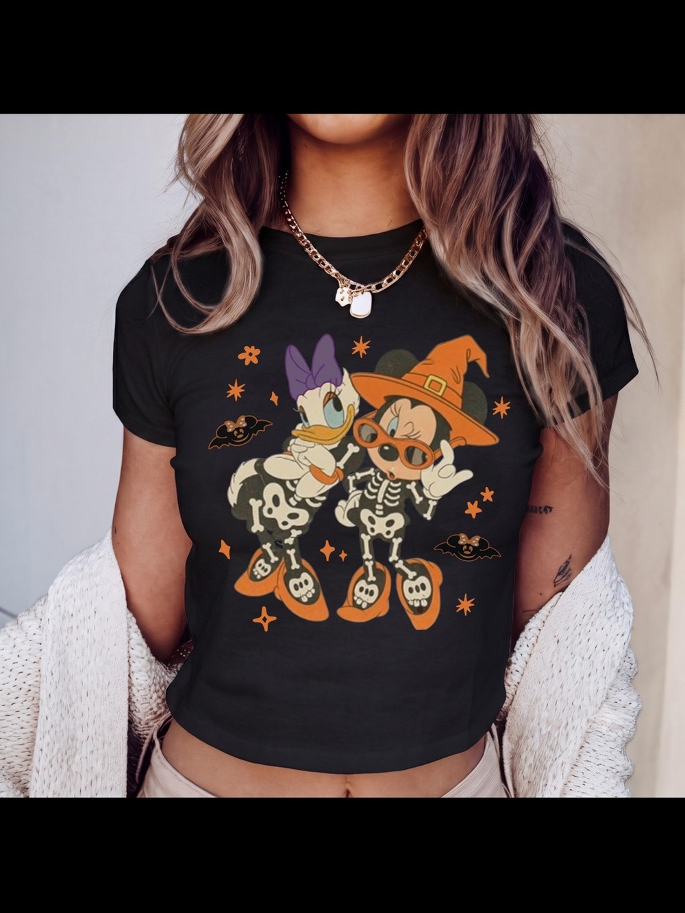 Halloween Disney Daisy & Minnie Skeleton Graphic Tee